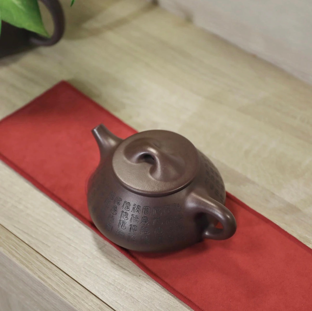 Purple clay teapot